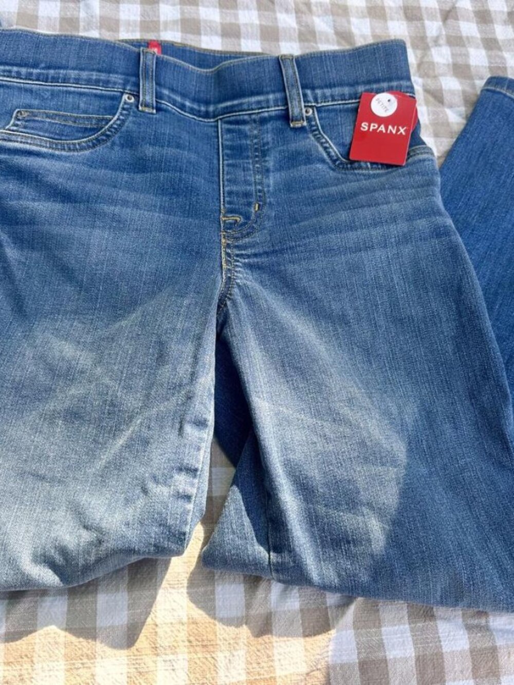 SPANX Straight Leg Jeans Vintage Indigo Wash NWT Size M Petite